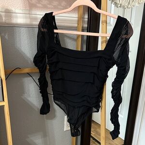 Forever 21 Black Ruched Bodysuit - Size S - EUC